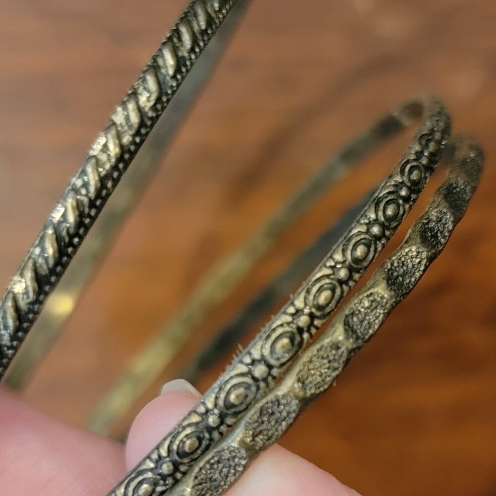 BOHO 3 PC Antiqued Bronze Bangle Bracelet Set - Picture 2 of 8